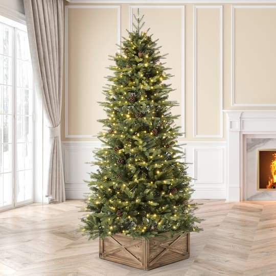 7ft. PreLit Fir Artificial Christmas Tree, Color Changing LED Lights Pre Lit Artificial Christmas Tree